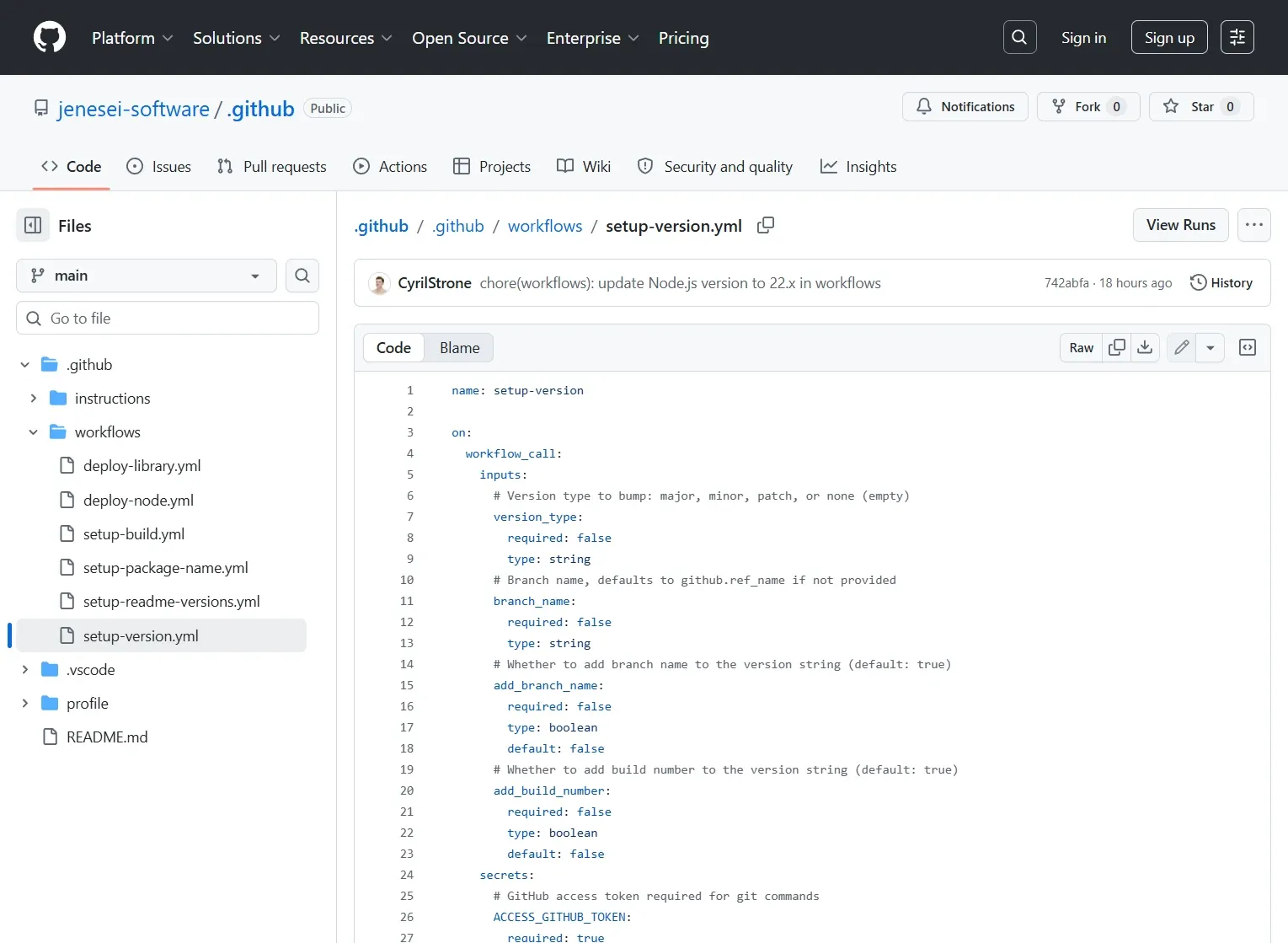 setup-version.yml in the shared repository
